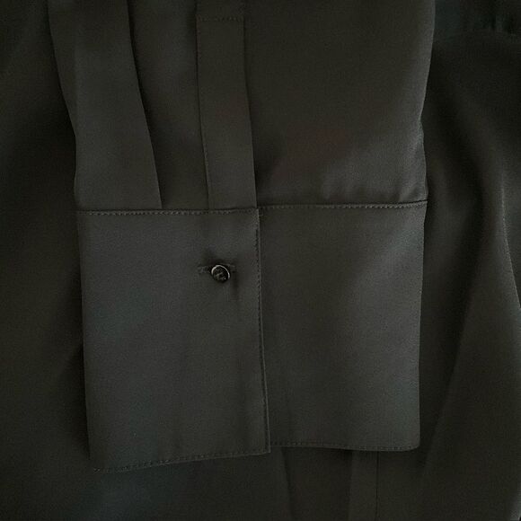 Misook Elegant Midi Black Fit & Flare Dress V-neck M Structured Crepe M - Picture 7 of 10